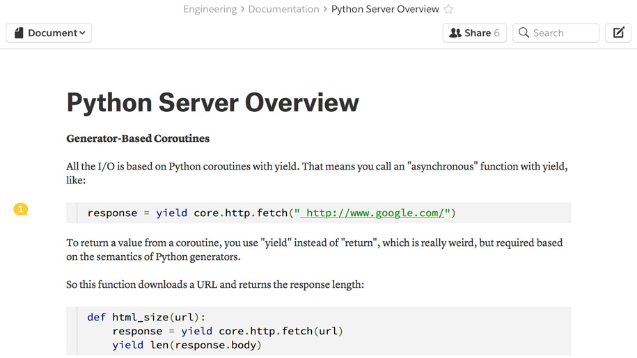 Share technical documentation in Quip