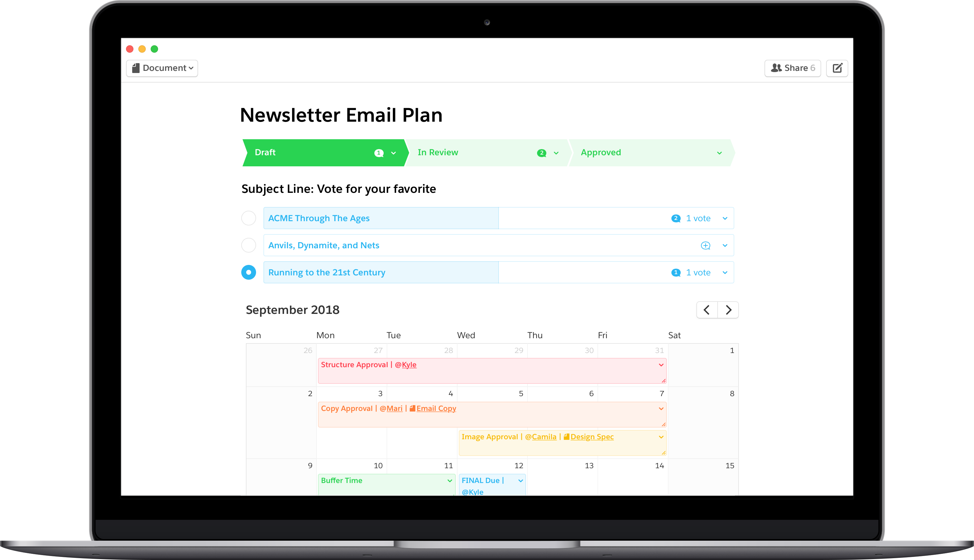 Quip Keep your marketing team on the same page with Live Apps in Quip