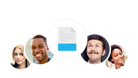 Illustration of people and a living document