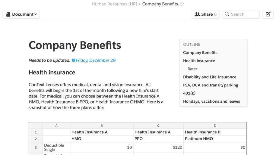 Share policies and procedures in Quip