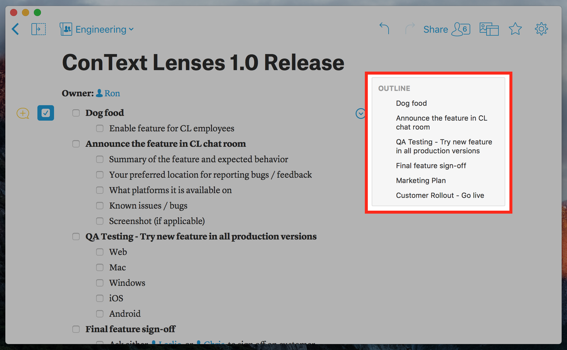 Quip Introducing document outlines Clickable table of contents for