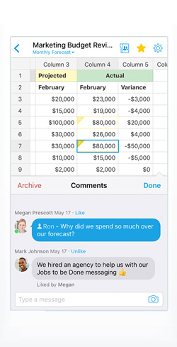 spreadsheets in Quip