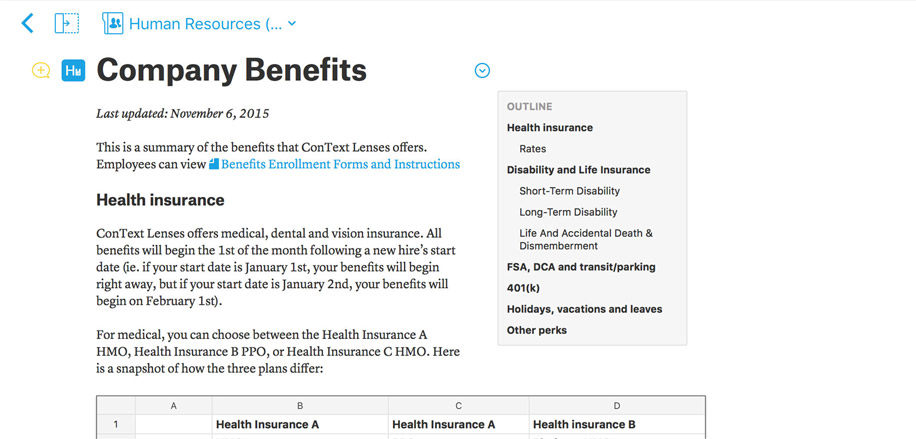 Share policies and procedures in Quip